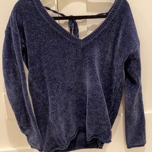 Blue tie back sweater!